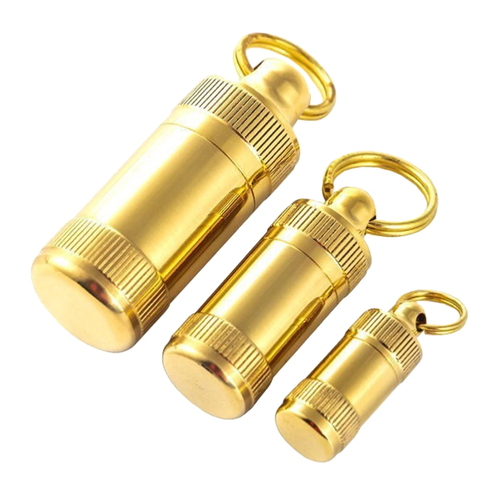 3Pcs Portable Mini Brass Pill Cases Pill Containers Portable Pill Bottles (Yellow)