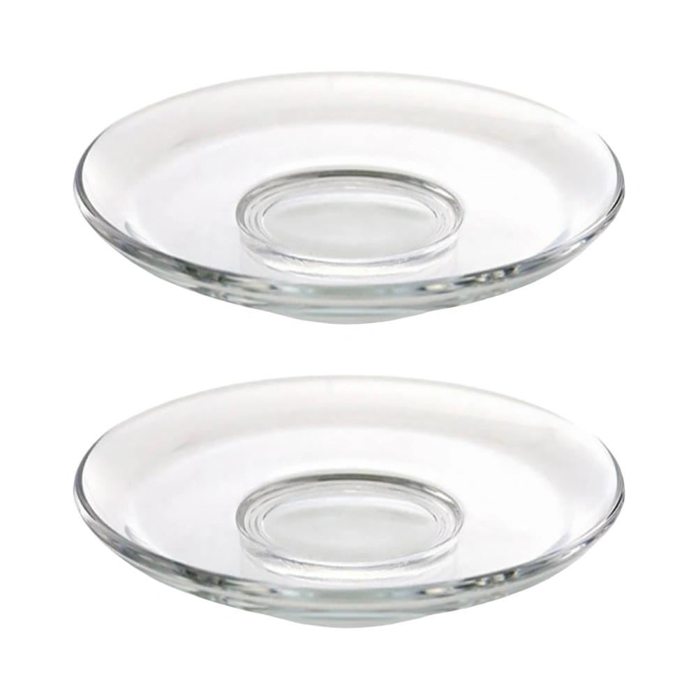 2Pcs Clear Glass Saucers Round Glass Plates Decorative Coffee Saucers Snack Storage Dishes