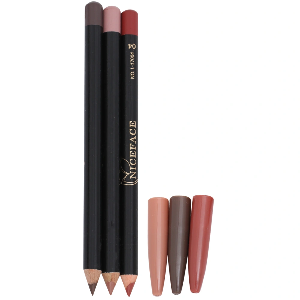 3Pcs Waterproof Matte Lip Liner Pencil Fine Lip Shaping Lipstick Pencil (9#, 4#, 1#)