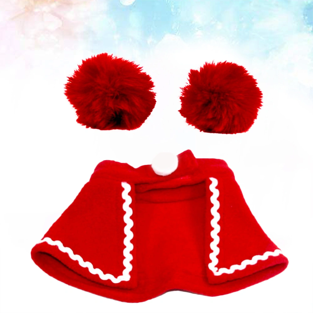 2pcs Christmas Pet Clothes Dog Cape Hat Scarf Funny Pet Costume Pet Clothes for Dog Puppy Size M(Red)