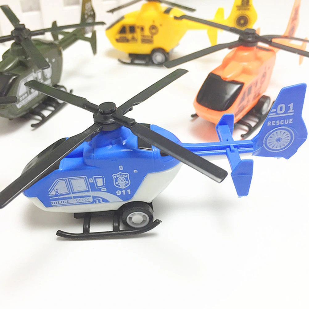 6pcs Simulation Mini Pullback Helicopter Toy Decoration Pull Back Aircraft Models Airplane Models Planes Toys Plastic Inertia Toy for Children Kids Playing (Random Color)