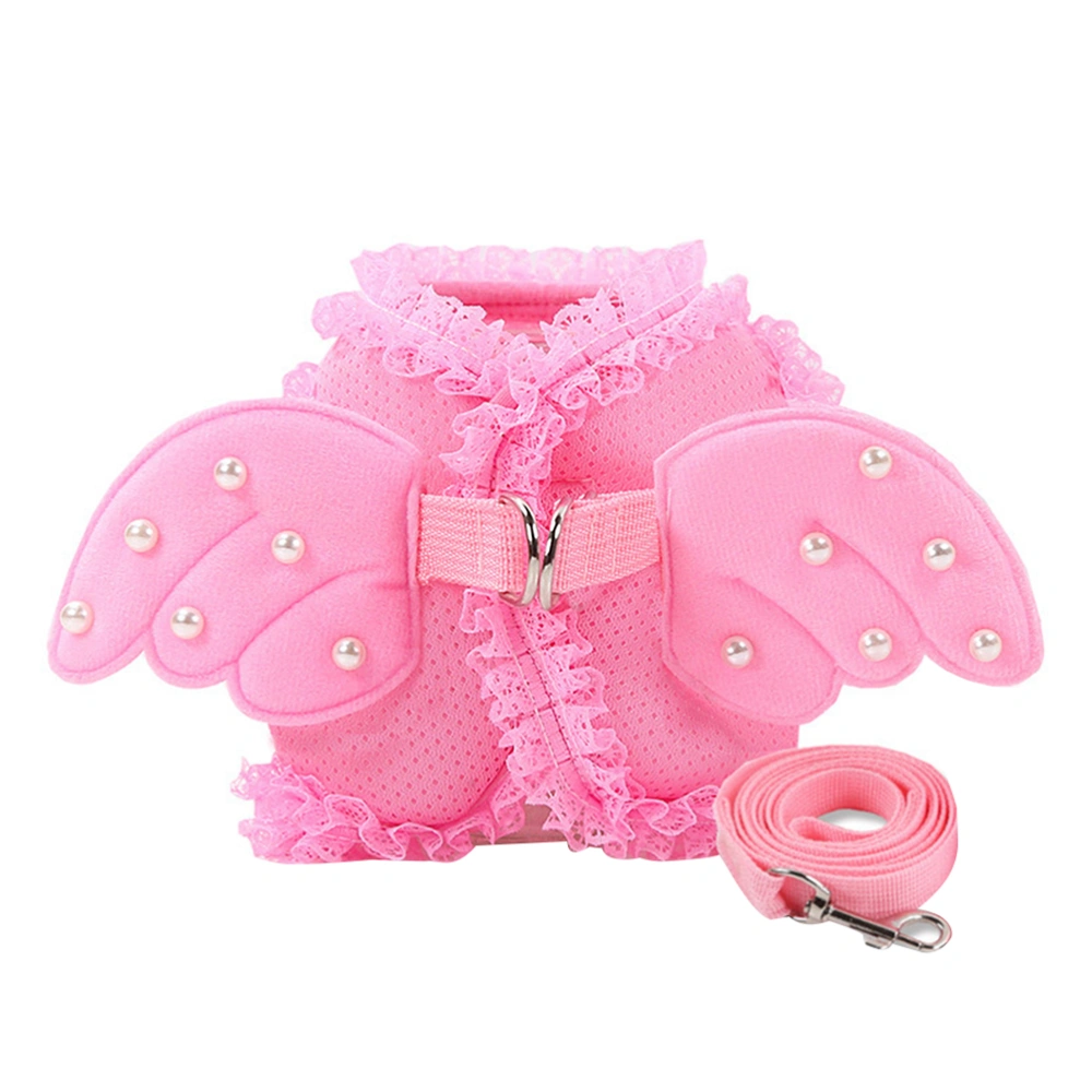 Adorable Pet Harnesses Angel Cat Harnesses Fashion Dog Chest Straps Pet Pulling Strap (Pink, Size S, Traction Buckle Color for Random)