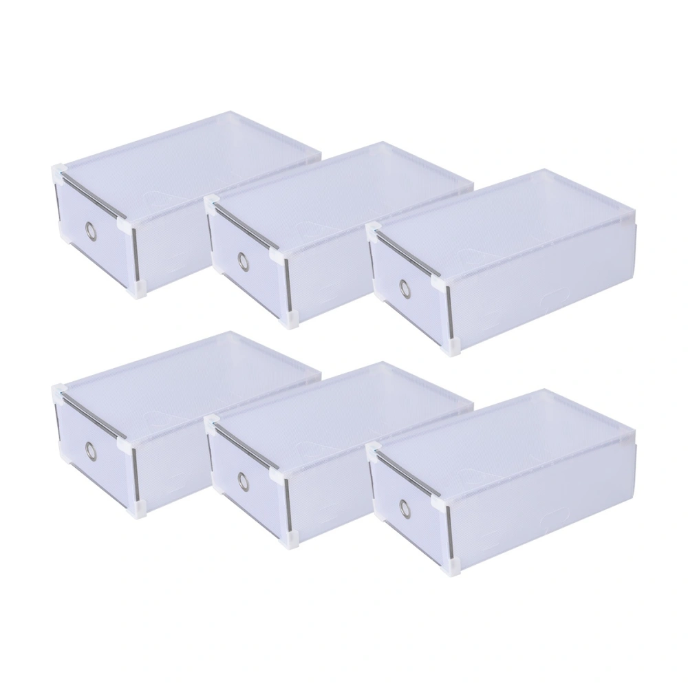 10PCS Plastic Crate Storage Clear Drawer Shoe Boxes Stackable Foldable Shoes Case Home Wardrobe Thicken Shoebox Size 31*20*11 (White)