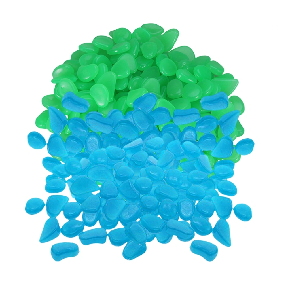 200pcs Colorful Luminescent Stone Artificial Luminous Stone Decoration for Aquariums Fish Tank (Dark Blue + Turquoise)