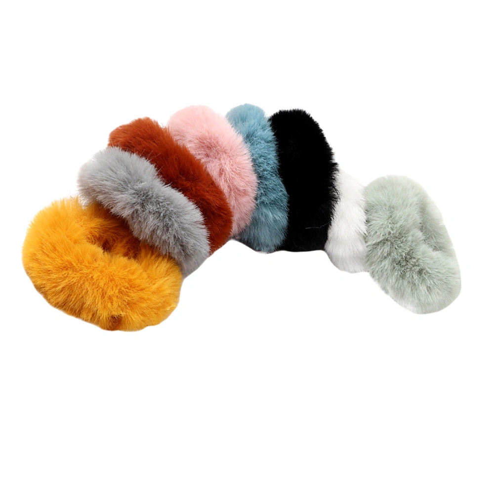 8pcs Imitation Rabbit Hair Rings Elastic Hair Ropes Plush Hair Ties Warm Ponytail Holders for Winter Autumn Spring  Mixed Style