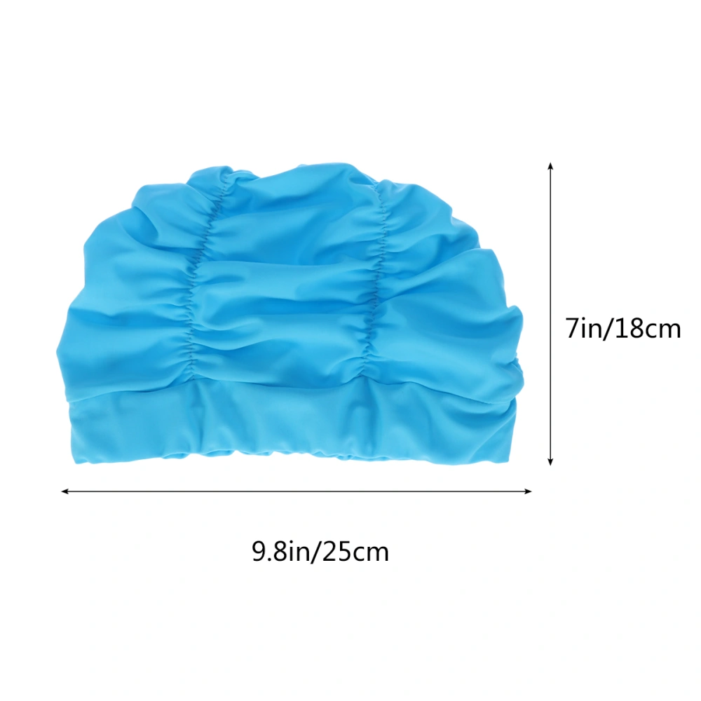 1pc Women Swim Waterproof Pleated Swim Swimming Ear Protector for Swimming (Blue)