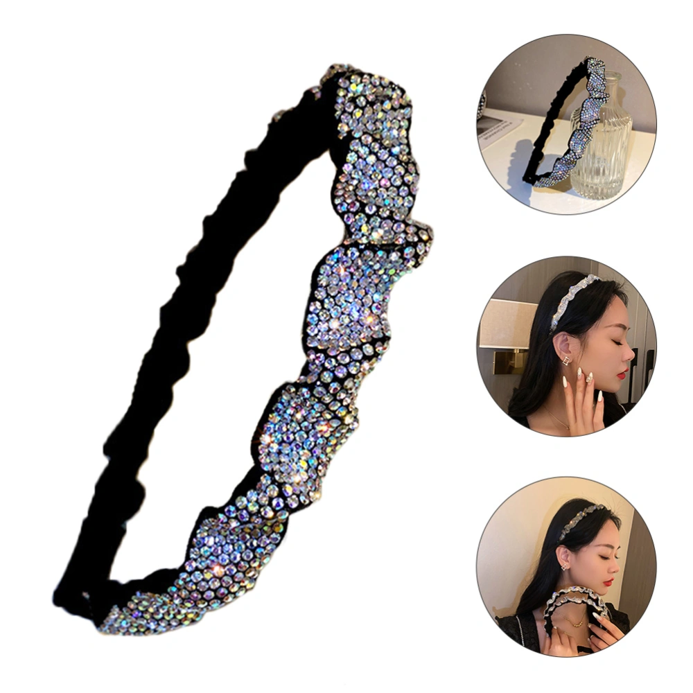 1pc Fashion Girl Hairband Flannel Rhinestone Hairband Simple Woman Headdress