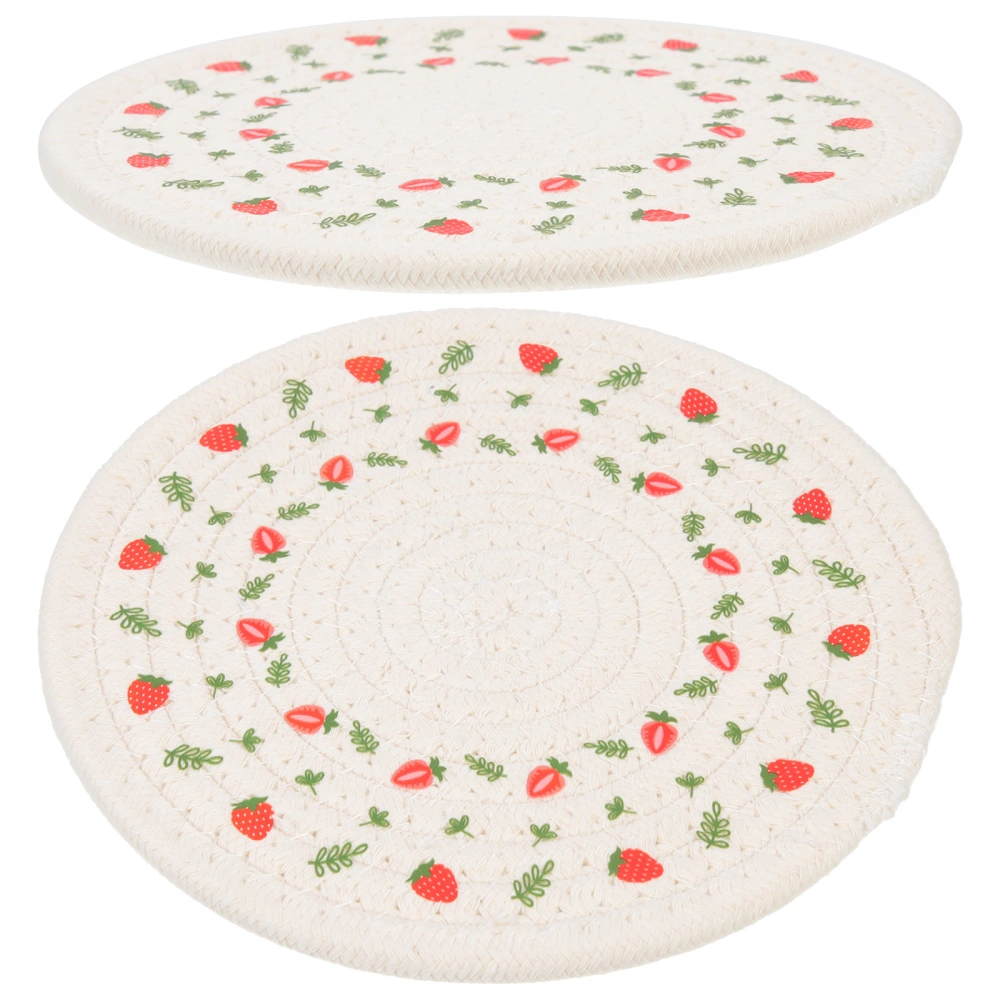 2Pcs Cotton Rope Woven Placemat Decorative Place Mat Round Shape Placemat Dining Table Decor