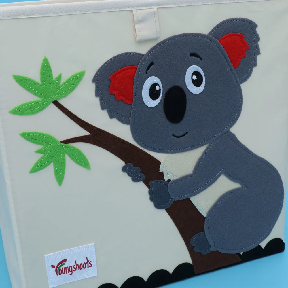 Cartoon Patterned Foldable Clothes Storage Box Children's Toy Storage Cube Book Organizer - 33x33x33cm (Washable, Koala)