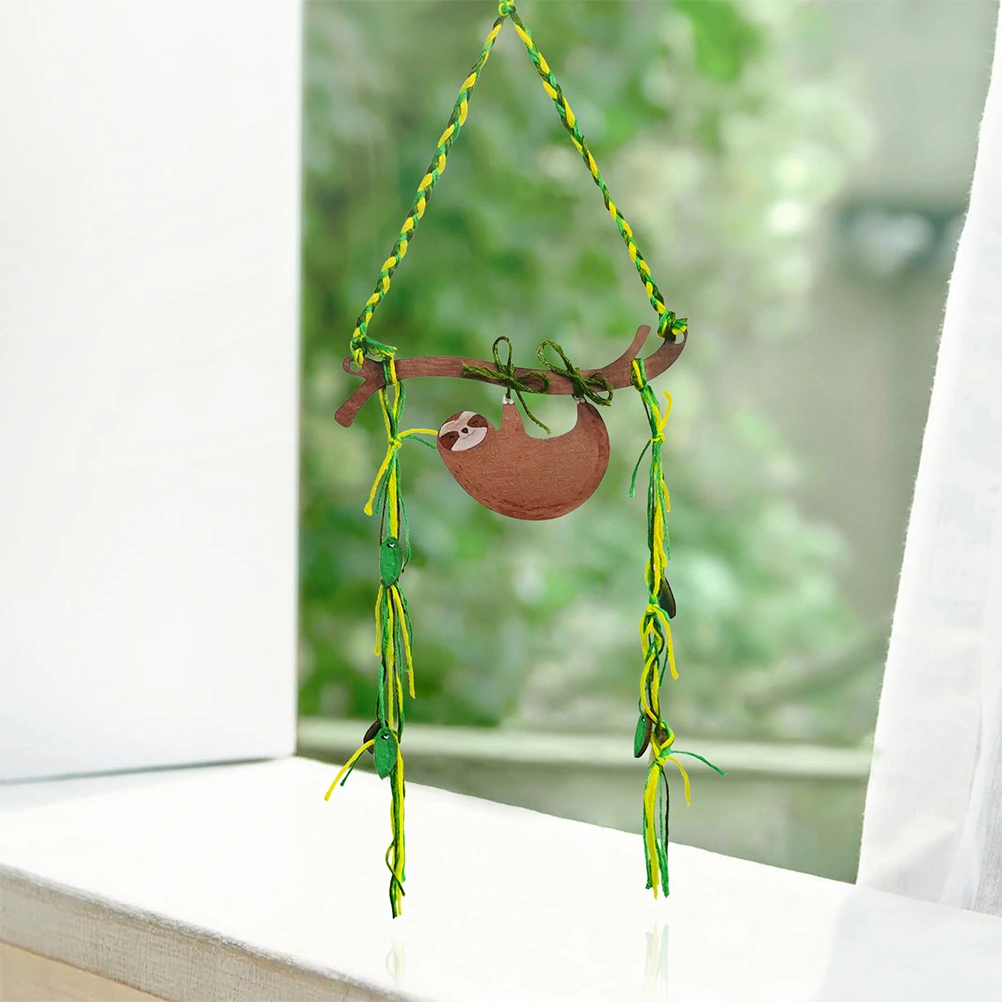 1 Set of DIY Sloth Pendant for Home Decoration Adorable Wooden Sloth Pendant