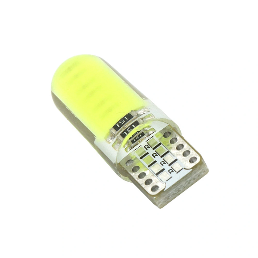 10Pcs LED Car Light COB W5W T10 White Wedge Light Automobiles Small Light Bulbs Light-emitting Diode Trunk Lamp Silicone (Yellow)