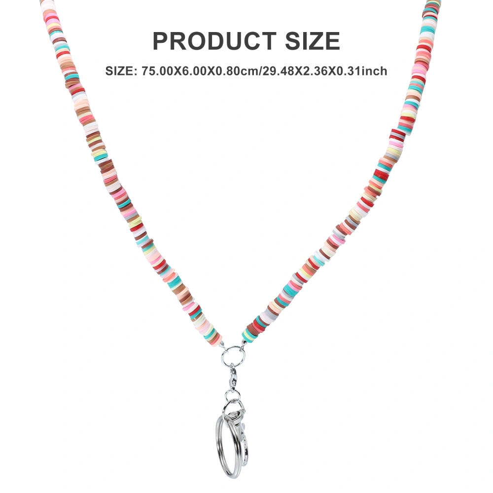 1pc Polymer Clay Lanyard Woman Beaded Necklace Hanging Chain Key Hanging Rope