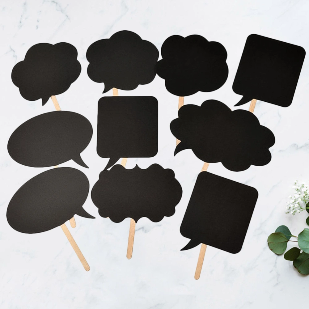 10PCS Creative Photo Props Funny Paper Photographing Props Writable Party Photo Supplies for Party Use (with 1PC Chalk Stick and 1PC Chalk Cover Black)