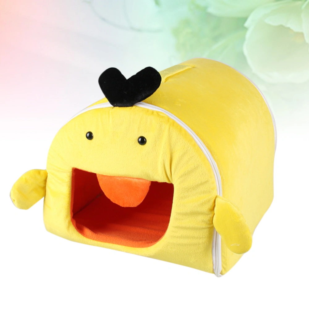 Winter Warm Yellow Duck Pet Sleep Cage Removable Washable Pet Bed for Hamster Rabbit Squirrel Size L