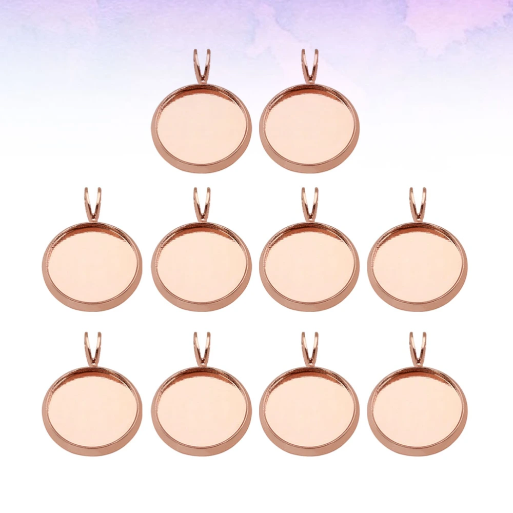 10PCS DIY Trays Pendant DIY Time Bezel Pendants Retro V-shaped Hanging Pendants Creative Copper DIY Trays Pendant Multi-purpose DIY Tray Pendants for DIY Crafts Jewelry Making Use (Rose Gold Inner 18MM)