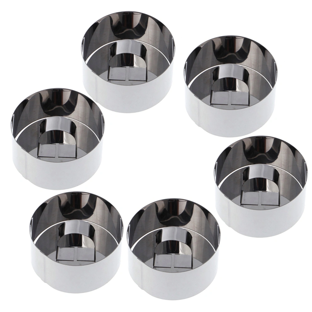 6Pcs DIY Stainless Steel Molds Cake Cookie Biscuit Moulds Vegetable Fruit Cutters Sushi Mold with Pusher (Round Shape)