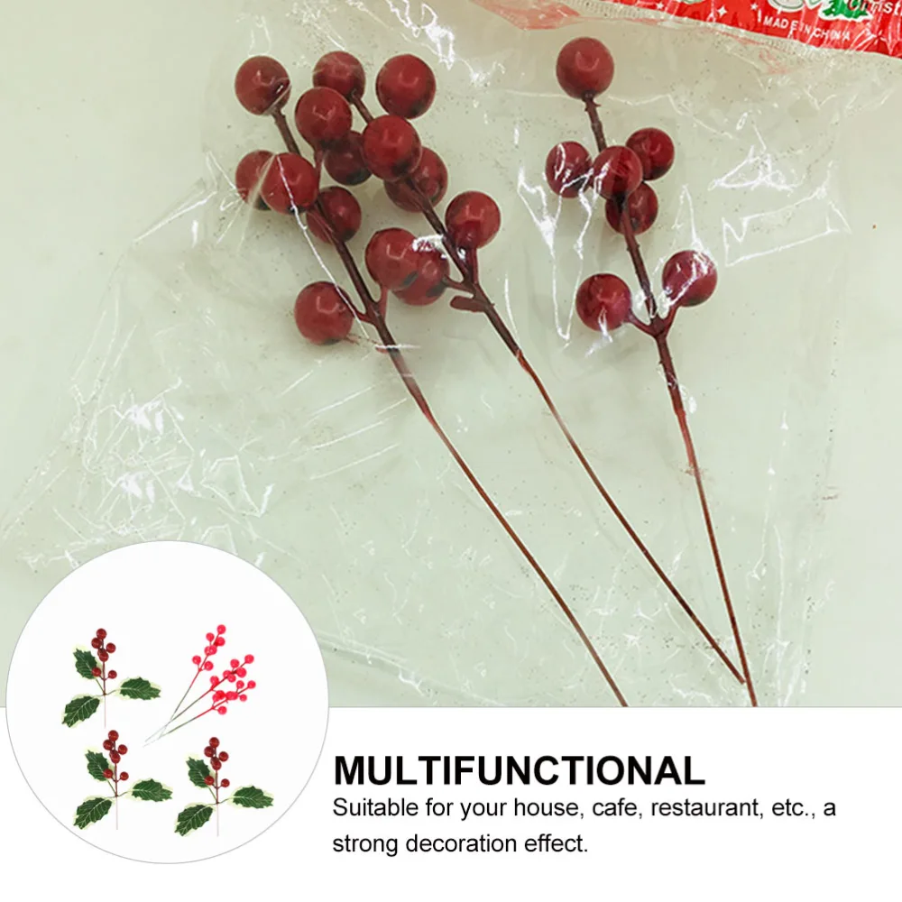 6Pcs Simulation Christmas Berries Branch Christmas Home Evening Party Decoration