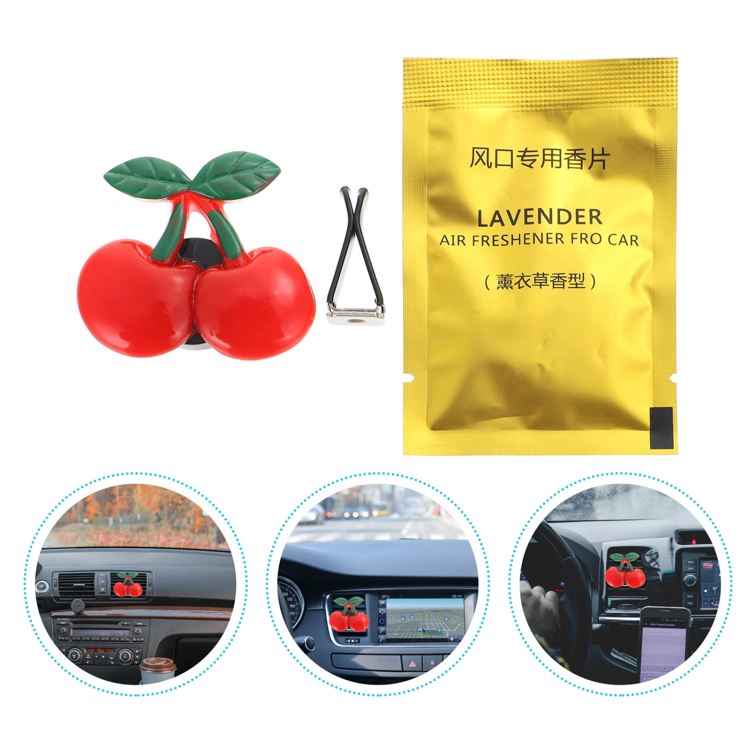 Car Interior Accessories Cherries Shape Car Perfume Air Freshener Vent Clip