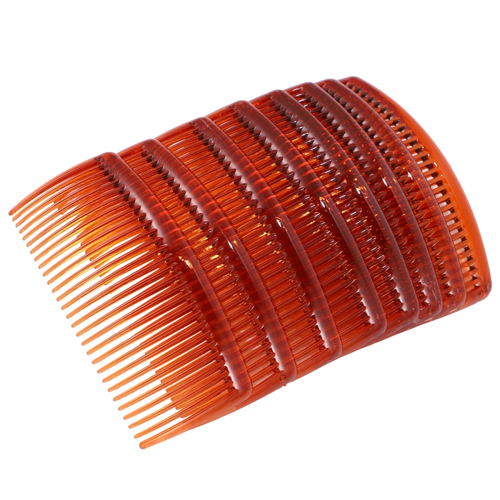 24 Pcs/1 Pack Plastic Side Hair Combs Fashion 27 Teeth Comb Hairdressing Combs for Women Lady Girl (Coffee)