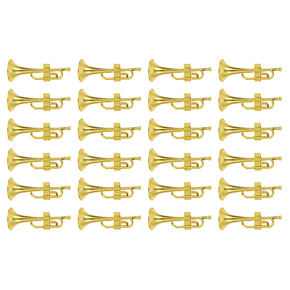 24pcs Simulated Trumpet Decors Scene DIY Model Adorns DIY Mini Instrument Decors