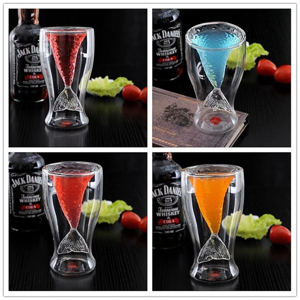 Creative Mermaid Glass Cup Beer Mug Champagne Red Wine Cup (Transparent)