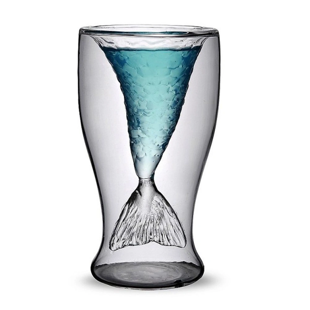Creative Mermaid Glass Cup Beer Mug Champagne Red Wine Cup (Transparent)
