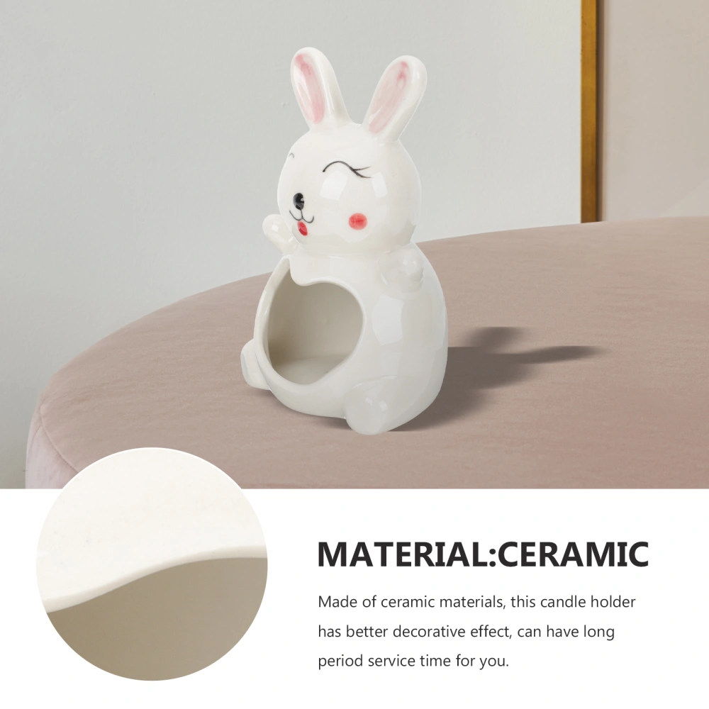 Ceramic Tealight Candle Holder Lovely Rabbit Design Candlestick Holder for Home Office