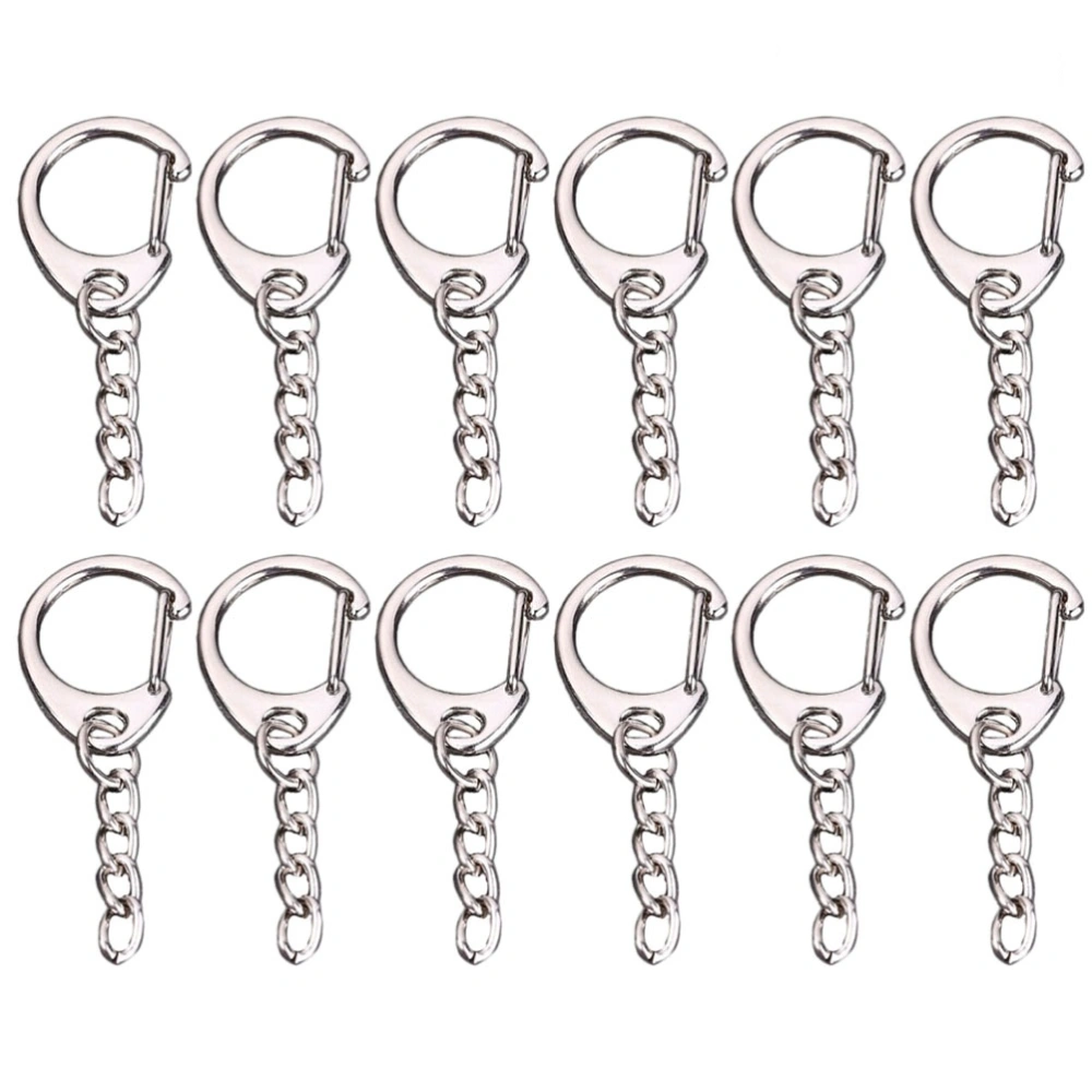 100PCS Creative C-shape Keychains with Chain Practical Key Holder Key Ring Key Decoration Small Gift Hanging Ornaments (Silver)