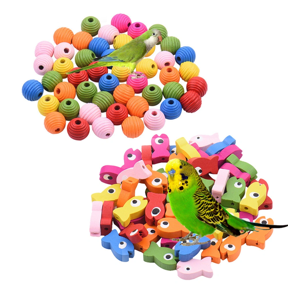 100 Pcs Parrot Bird Toy Multicolor DIY Accessories Wood Blocks Building Blocks Interactive Toys Bird Supplies