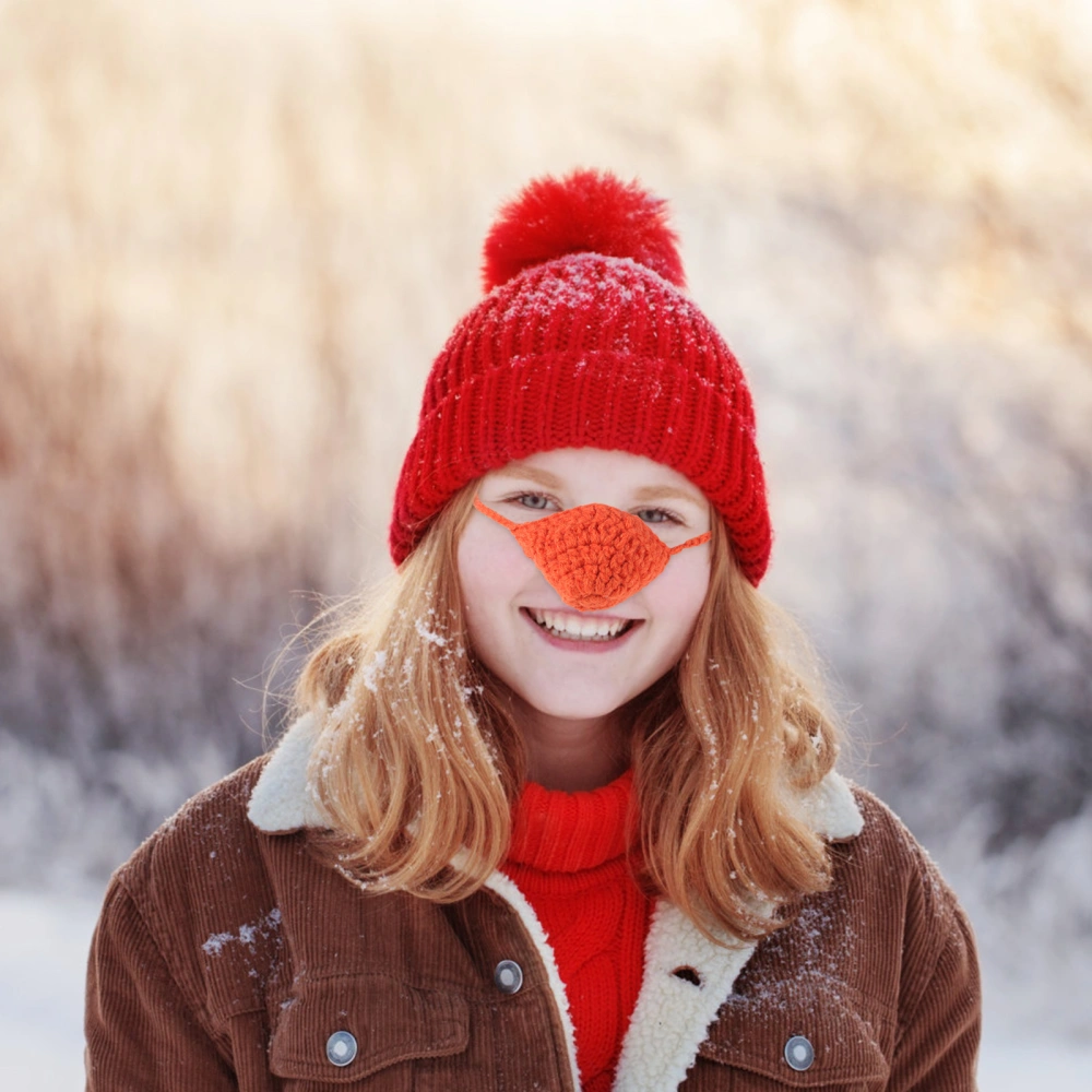 Nose Warmer Personality Hand Made Wool Weaving Nasal Mask Keep Your Nose Warm Antifreeze Unisex Breathable Mask (Orange)