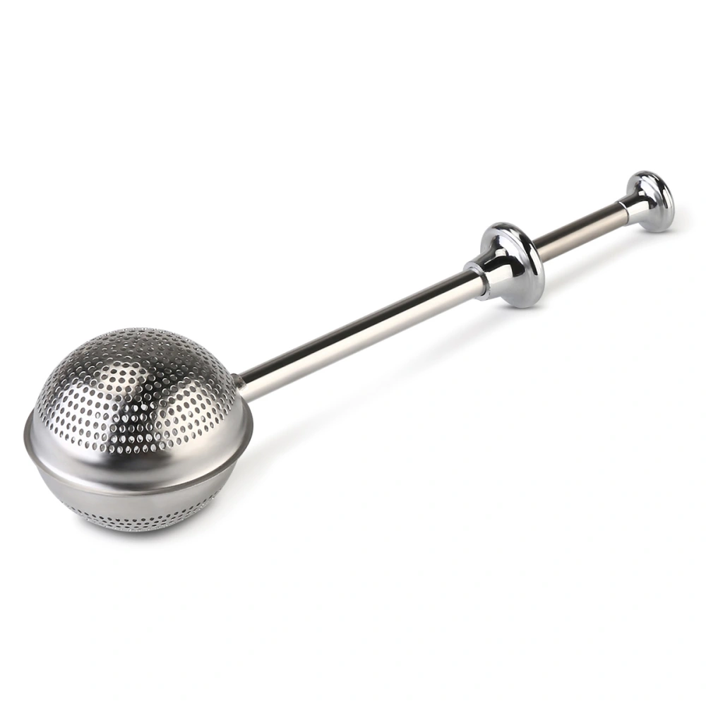 PIXNOR Ball Shaped Stainless Steel Push Style Tea Infuser Strainer (Silver)