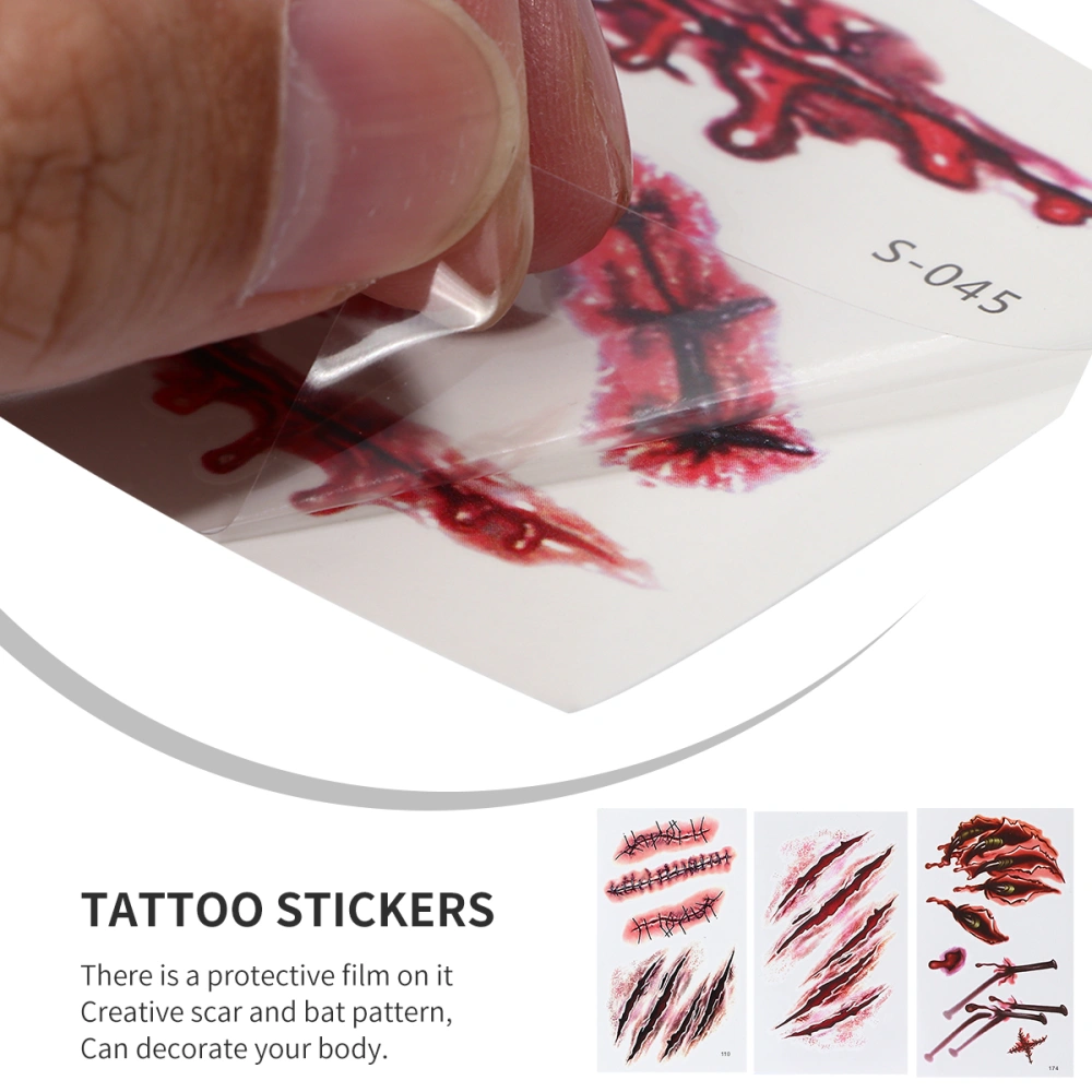 30pcs Halloween Realistic Scars Transfer Tattoos Fake Body Scratch Stickers