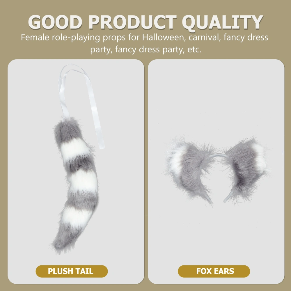 1 Set Lovely Ear Headband Tail Kit Lovely Animal Ear Headdress Tail Set