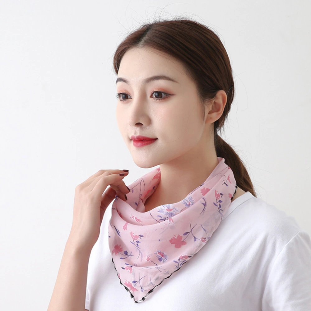 2pcs Outdoor Cycling Sunscreen Mask Outdoor Fashionable Chiffon Scarves Dustproof Face Mask Neck Cover for Summer (Pink)