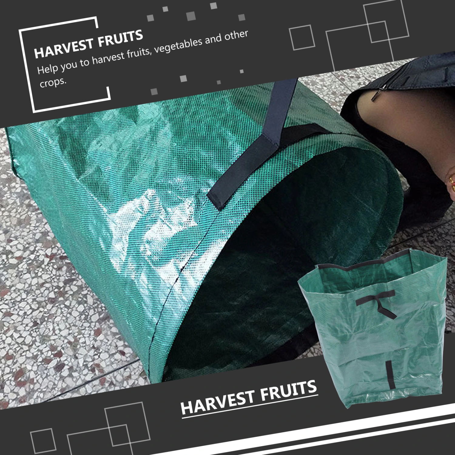 1 pc Garden Leaf Bag Reusable Yard Garden Waste Storage Holder Bag Trash Bucket