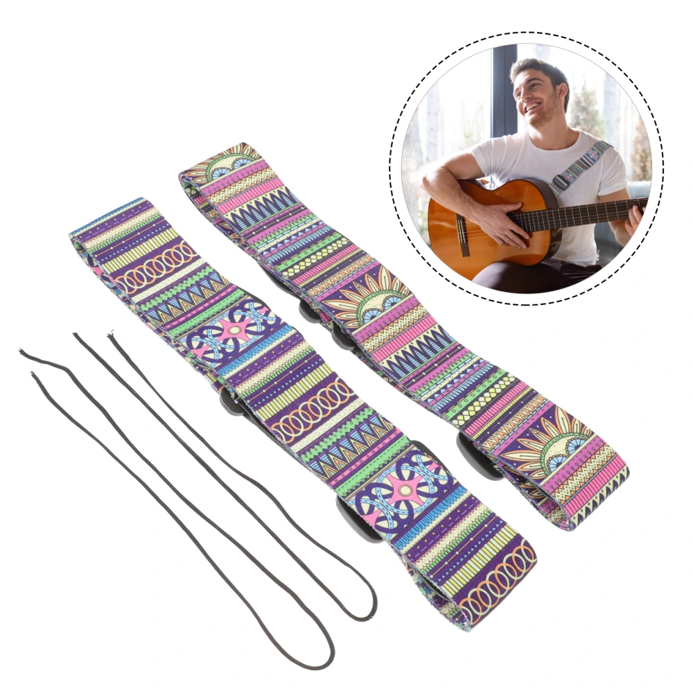 2Pcs Simple Folk Guitar Belt Decorative Guitar Strap Creative Guitar Accessory