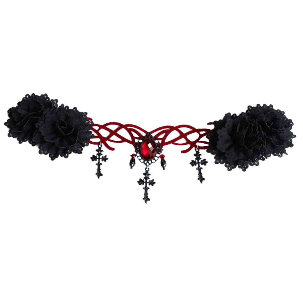 1pc Halloween Gothic Lolita Headwear Forehead Chain Elastic Hair Band Cosplay Cross Headdress