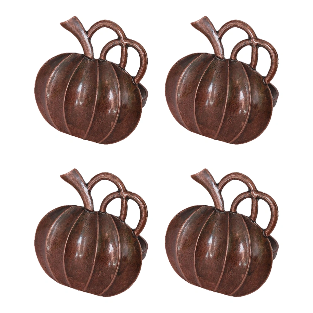 4pcs Napkin Rings Vintage Alloy Pumpkin Shape Napkin Holder Halloween Harvest Theme Party