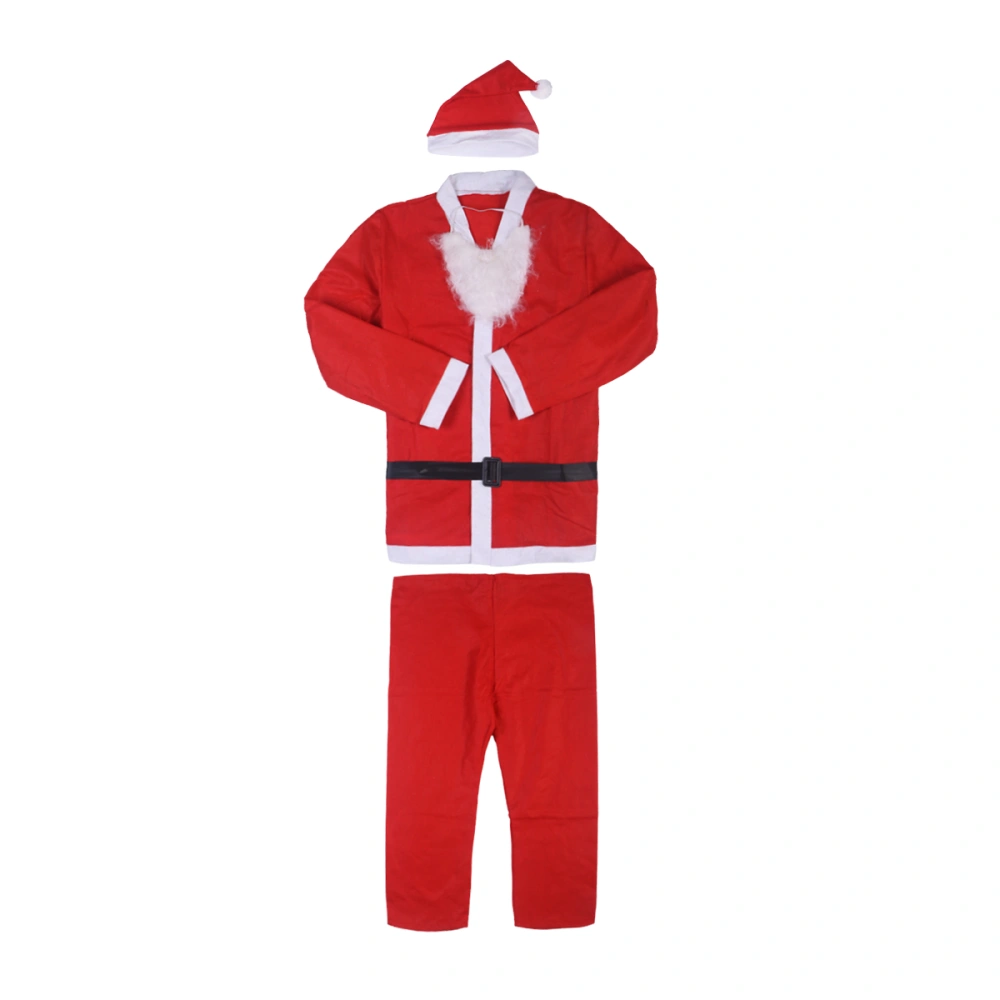 5pcs Men's Costume Santa Claus Suit with Hat Beard Belt Adult Pub Crawl Santa Suit