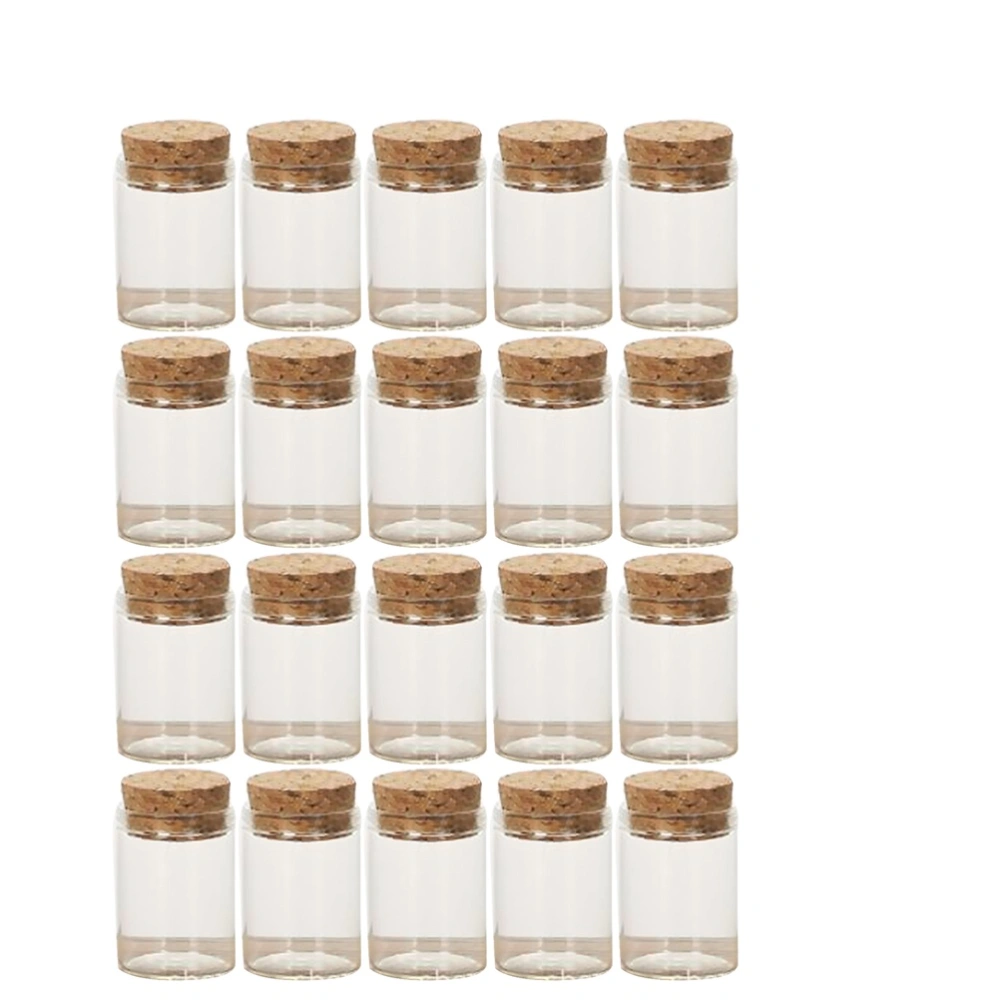 20pcs Cork Glass Bottles Transparent Tea Storage Jars Mini Empty Bottle Tea Subpacking Bottles for Home Party (30x40mm)