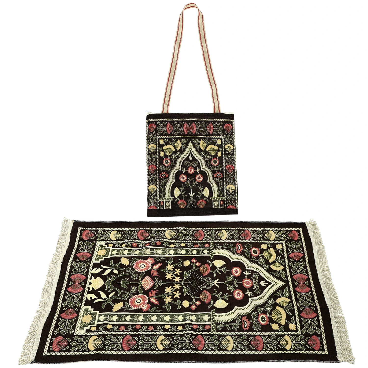 1set Prayer Mat Tassel Prayer Rug Pilgrimage Blanket with Carrying Bag