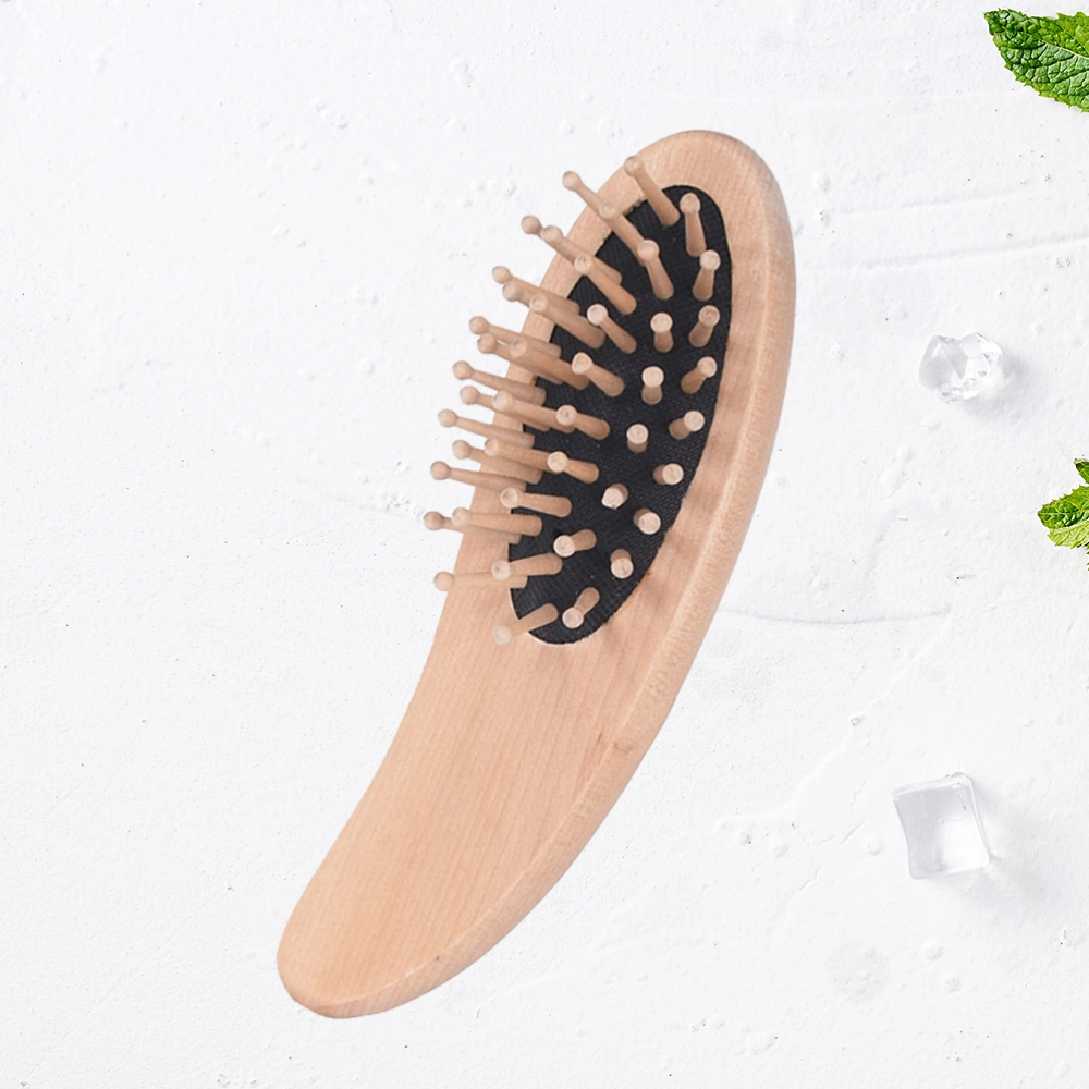 Wooden Hair Brush Magatama-shaped Air Cushion Brush Detangling Scaple Massage Comb for Home Hotel