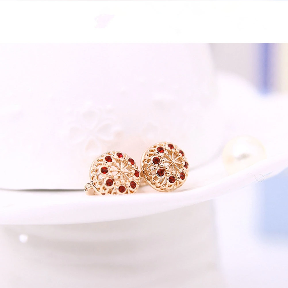 Wedding Jewelry Earrings Necklace Ring Three Sets Crystal Jewelry Suite (Deep Red)