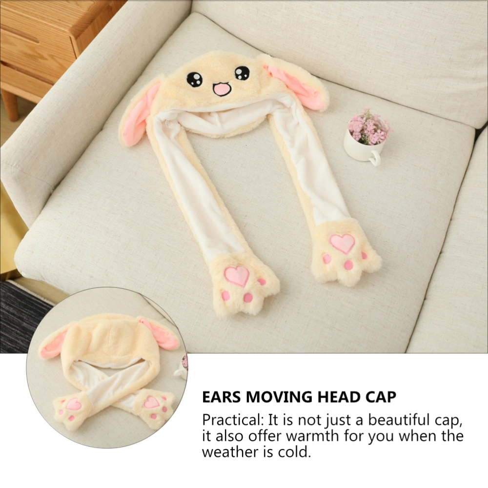 1pc Ear Moving Hat Photo Props Plush Funny Bunny Rabbit Hat (Beige)