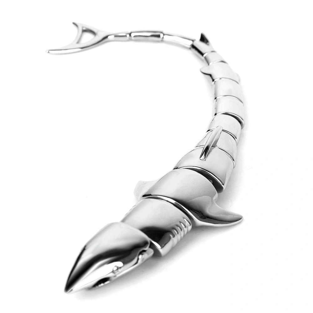 Goth Punk Unisex Stainless Steel Shark Design Bracelet Wristband (Silver)