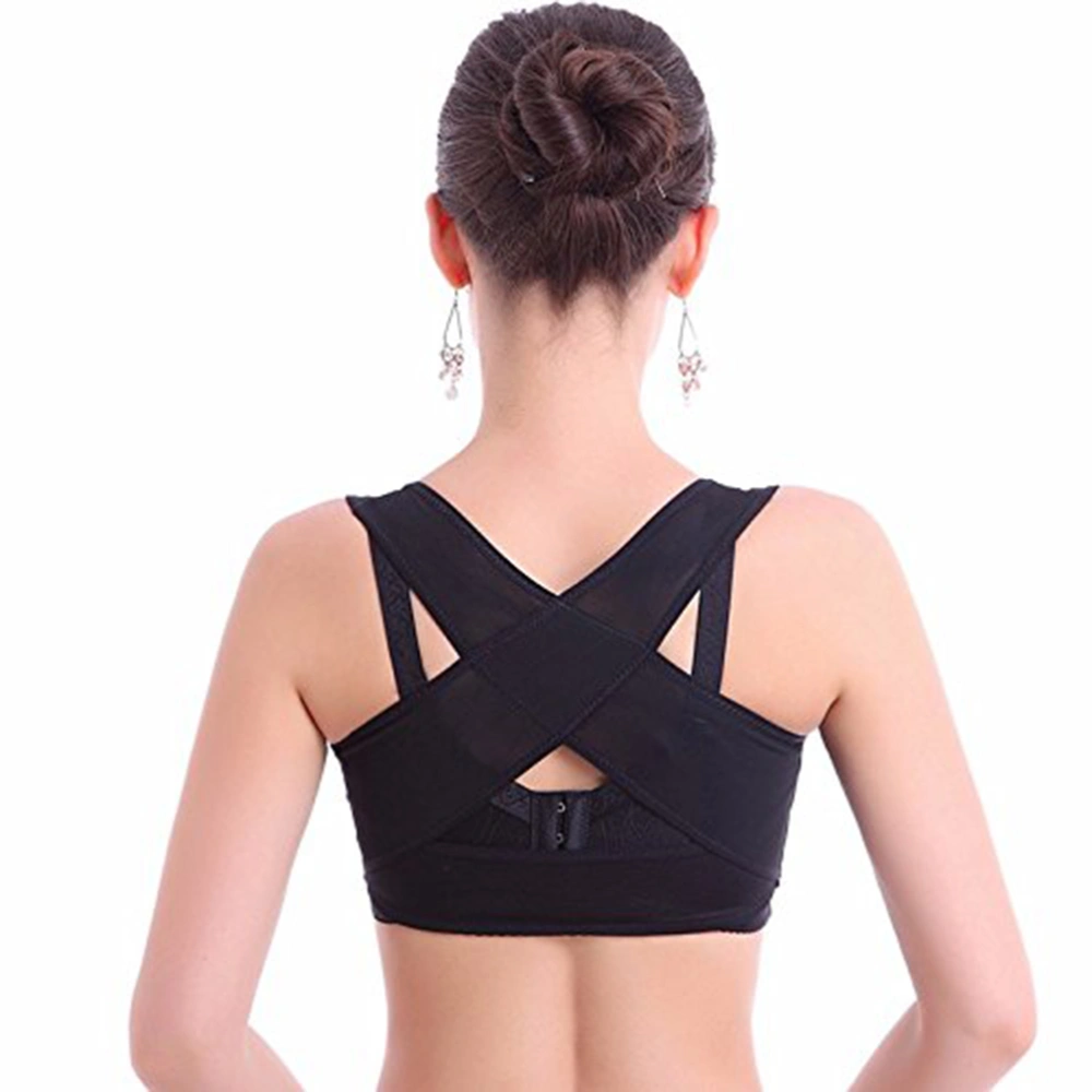 Women Figure Back Posture Corrector Hunchback Relief Humpback Correction Brace Chest Bra Support for Woman - Size XXL(Black)