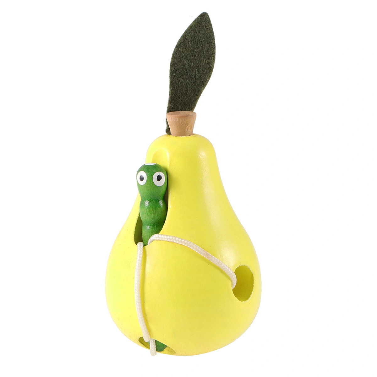 1pc Children Intelligence Threading Toy Wooden Worms Eat Snow Pear Threading Toy Worm Eat Fruit Toy for Kids