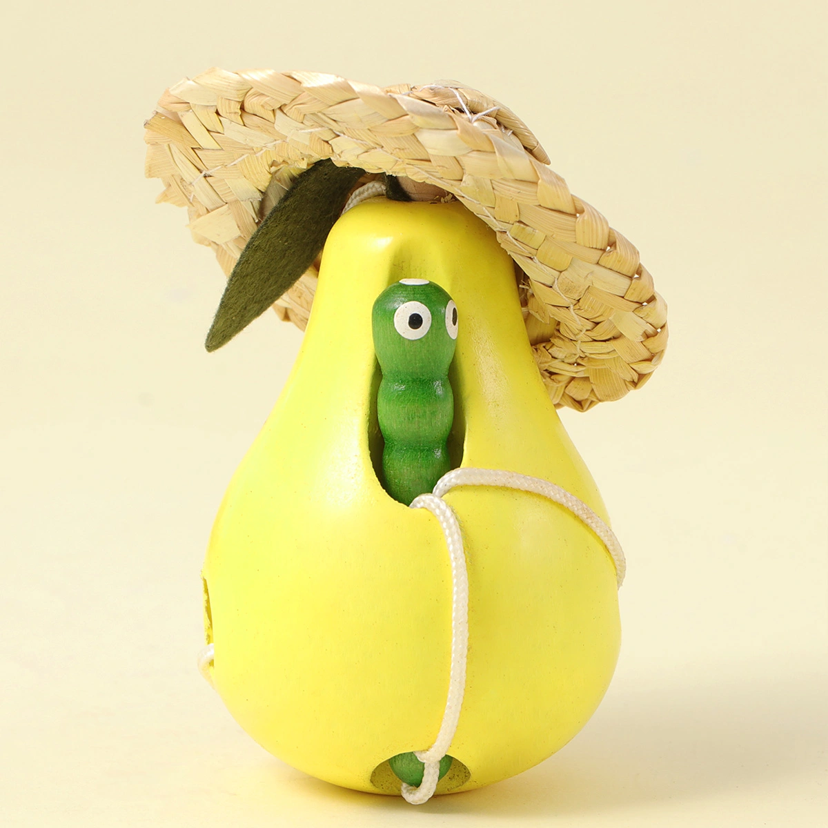 1pc Children Intelligence Threading Toy Wooden Worms Eat Snow Pear Threading Toy Worm Eat Fruit Toy for Kids
