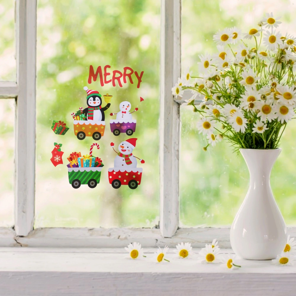 4 Sheets Adorable Xmas Stickers Shopwindow Decal Decors Glass Window Stickers