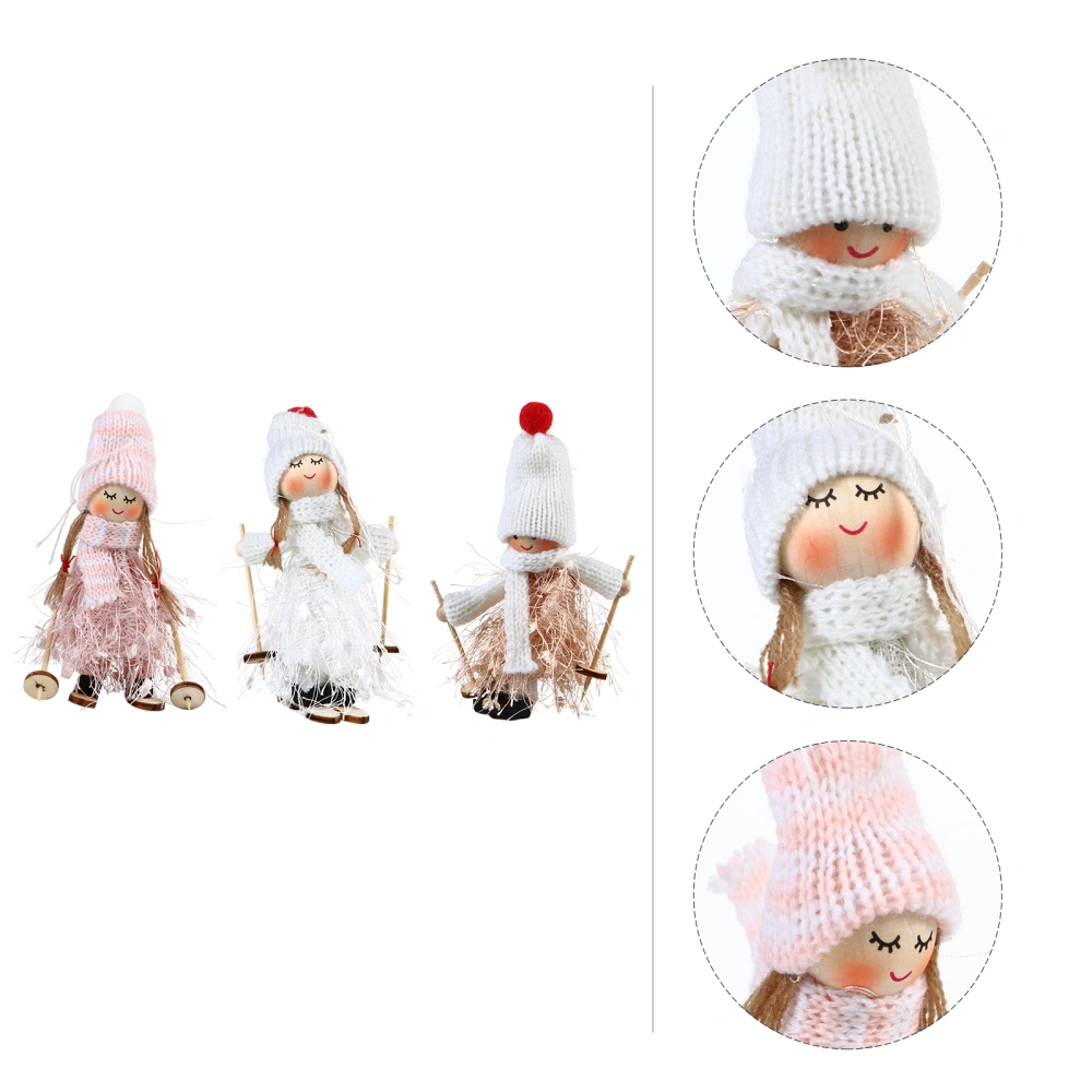 3Pcs Cartoon Xmas Figurines Decor Christmas Tree Pendants Christmas Decorations